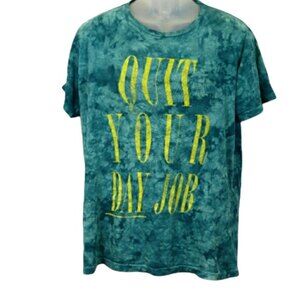 Junk food Tie Dye Blue Saying Tshirt Quit Your Day Job Med